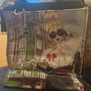 Harrods Illustrated Tote in Cream, Black, Green and Red